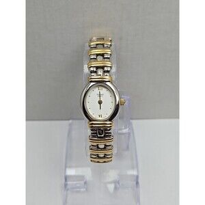 Pulsar Womens Two Tone Oval Quartz Watch 19mm Bracelet V700 X077 New Battery